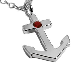 Collana In Argento 925 Con Granato Naturale E Ciondolo A Forma Di Ala D'angelo Custode, Catena 45,7 Cm, Regalo Per Mamma