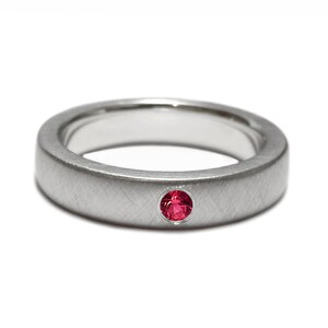 Sterling Silver Matte Ruby Band - Ruby Band, Ruby Ring, Sterling Silver Wedding Band, Matte Band, Matte Ruby Ring, Matte Ruby Band