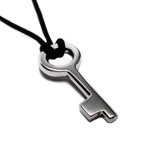 Skeleton Key Necklace Pendant in Sterling Silver - Sterling Silver Key Pendant, Sterling Skeleton Key, Sterling Key Pendant, Key Necklace
