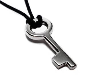 Skeleton Schlüssel Halsketten-Anhänger in Sterling Silber - Sterling Silber Schlüssel Anhänger, Sterling Skelett Schlüssel, Sterling Schlüssel Anhänger, Schlüssel Halskette