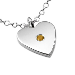 Citrine Heart Necklace Pendant in Sterling Silver - Sterling Silver Heart Necklace, Sterling Silver Heart Pendant, Citrine Necklace
