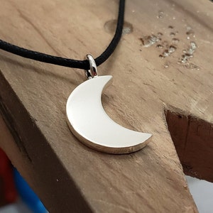 Moon Necklace Pendant In Sterling Silver - Sterling Silver Moon Necklace, Crescent Moon Necklace, Sterling Silver Moon Pendant, Half Moon