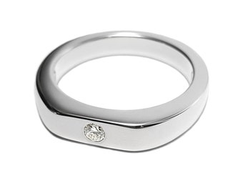Anillo de piedra preciosa de zirconia cúbica simple en plata esterlina - Anillo de plata esterlina, Anillo de zirconia cúbica de plata esterlina, Anillo CZ simple, Anillo de plata