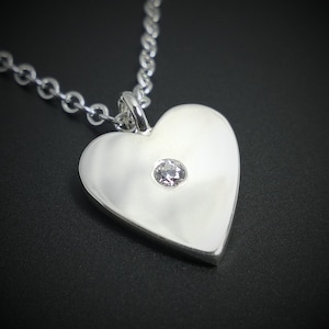 Sterling Silver Diamond Heart Necklace Pendant- Sterling Silver Diamond Heart Necklace, Sterling Silver Heart Necklace, Heart Pendant, Heart