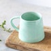 Large Turquoise Ceramic Mug, Modern Ceramic Teacup, Coffee Mug with Handle, Wide Pottery Mug, Ceramic Hot Drink Cup, Unique Round Mug