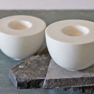 Gray-Stoney Pottery Candlestick Tealight Holder Set, Ceramic Sabbath Candle Holders, Jewish Candle Holders Gift, Romantic Engagement Gift image 10