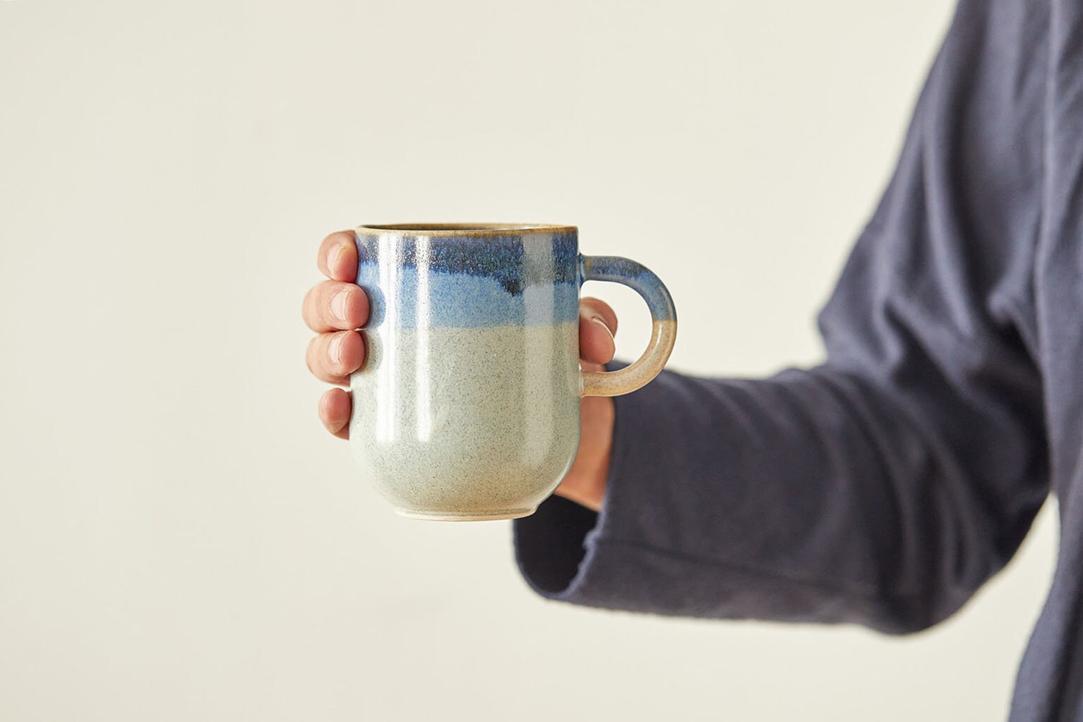 Ensemble de Tasses en Céramique Bleu Océan, Tasses à Café de 7 Oz, en Poterie Faites La Main avec Po