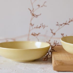 Ceramic Set of TWO Serving Bowls, Handcrafted Stoneware Yellow Bowl, Sauce Side Dish, Olive Oil Dish
