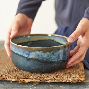 Ensemble de deux bols à ramen en céramique, bols de nouilles, bol à soupe en poterie unique, bol de service à salade, bol gigogne rond, cadeau de vacances fait main