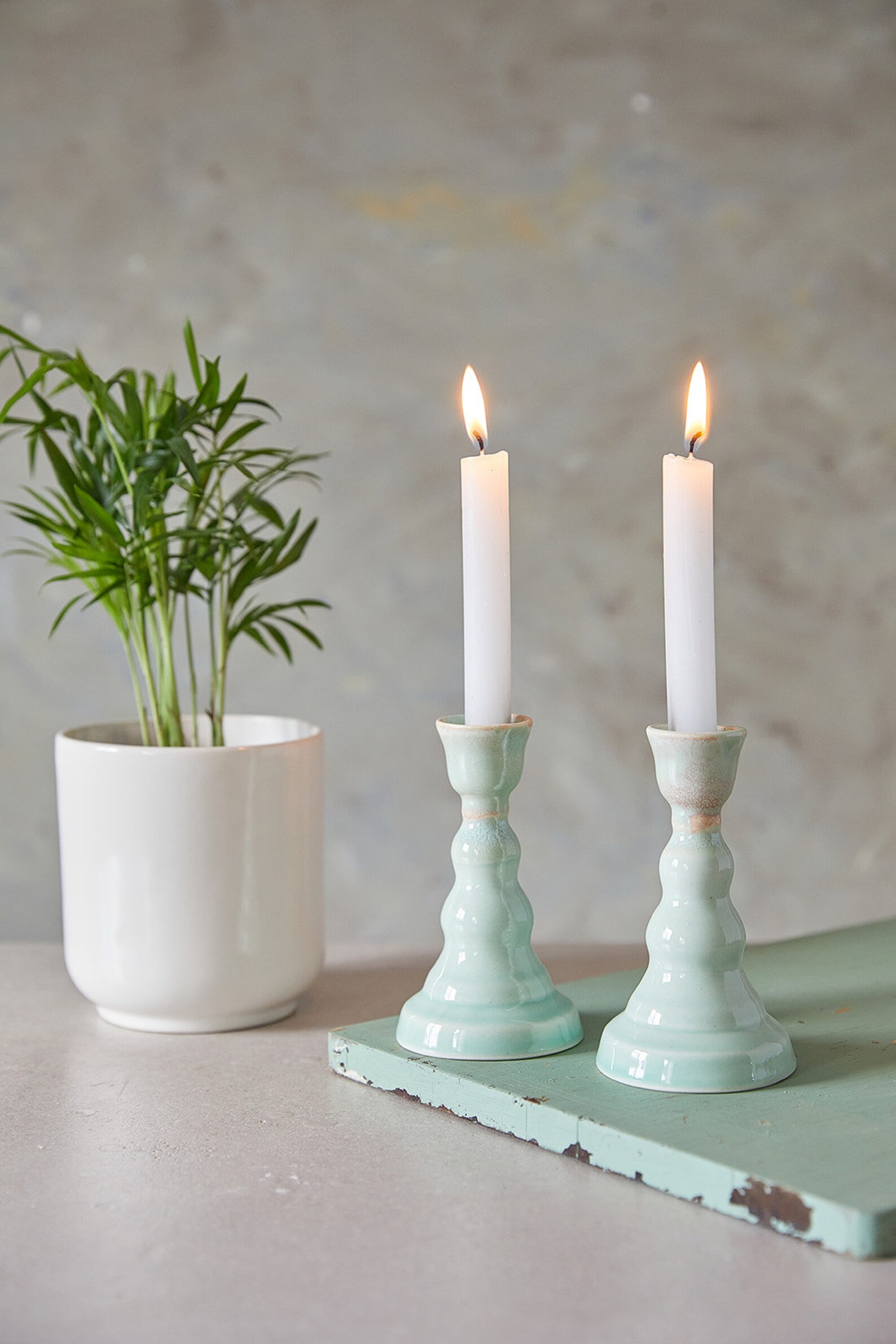 Sabbath Candle holders Pair of Tall Candlesticks Turquoise Etsy