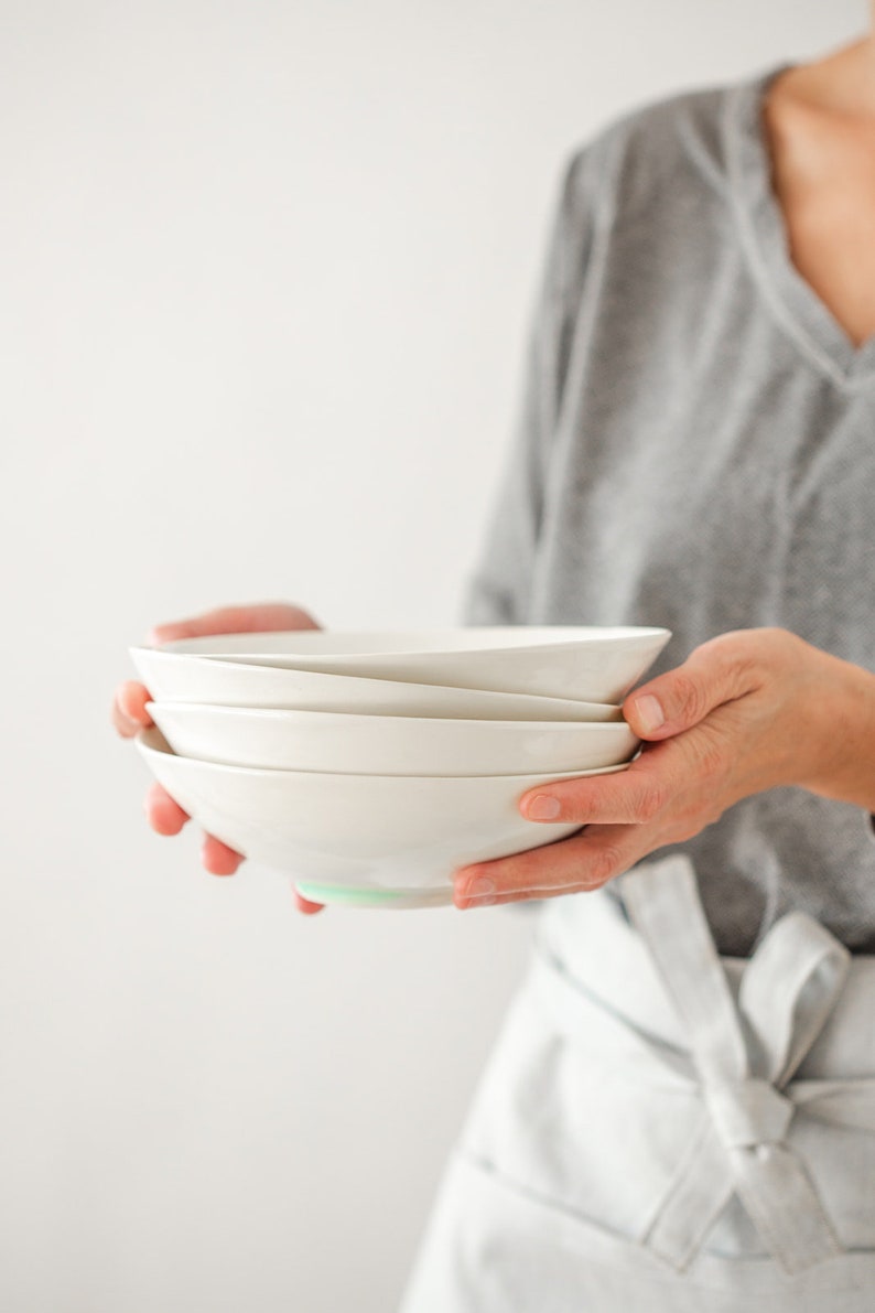 Couple Gift Idea Salad Bowl Soup Bowl Black /& Turquoise Bowl Nesting Bowl Ceramic Serving Bowls Set Of 2 Modern Pottery Serving Dish