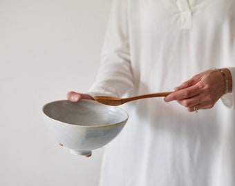 Pottery Serving Bowl, Ceramic Ramen Bowl, Gray Stoneware Bowl, Salad Nesting Bowl, Modern Kitchen Dish, Modern Japanese Noodles Bowl