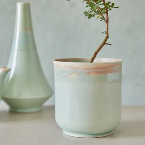 Ceramic Turquoise Utensil Holder, Pottery Utensil Jar, Knives And Spoon Holder, Storage Jar, Stoneware Vase, Kitchen Utensil Pot image 4