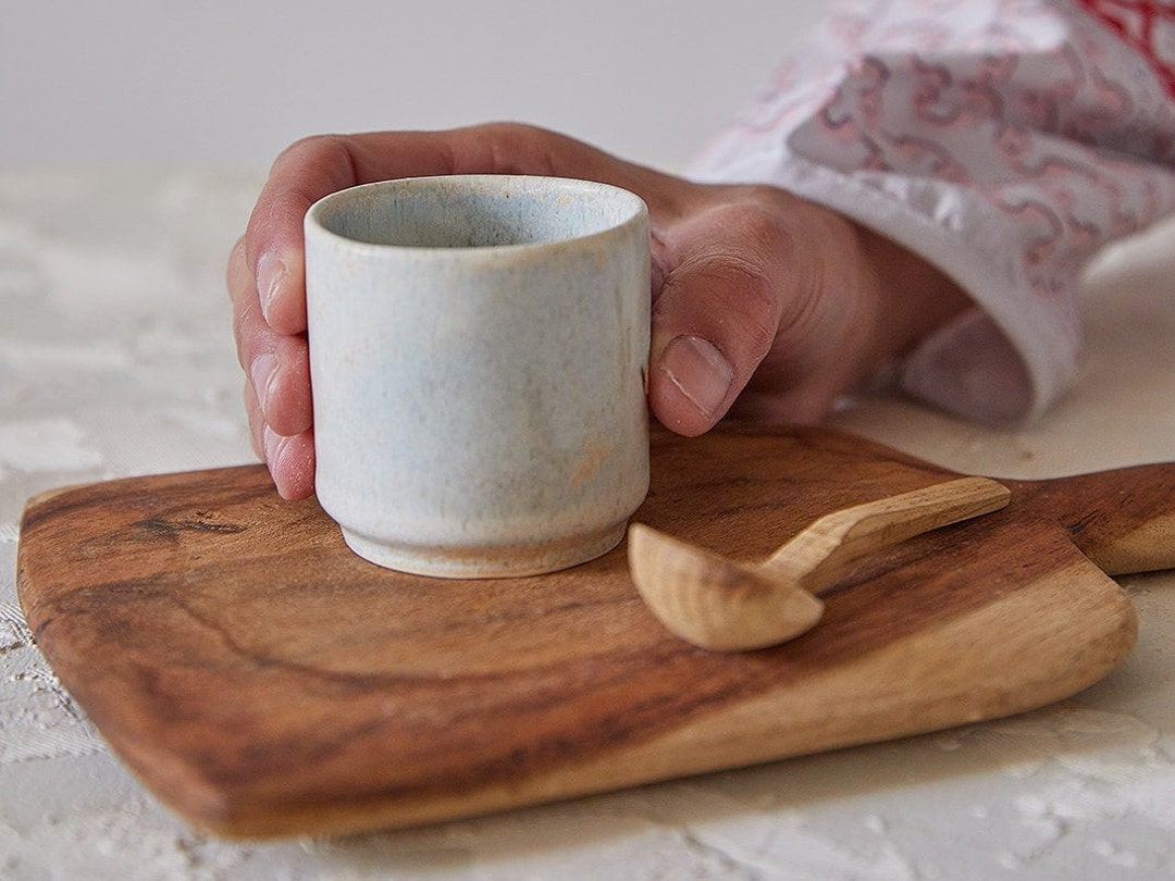TWO Ceramic Handmade Espresso Cups Minimalist Coffee Cups Set Etsy