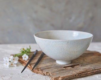 Ceramic Ramen Bowl, Stone-Gray Pottery Bowl, Ceramic Serving Bowl, Salad Nesting Bowl, Modern Kitchen Dish, Modern Japanese Noodles Bowl