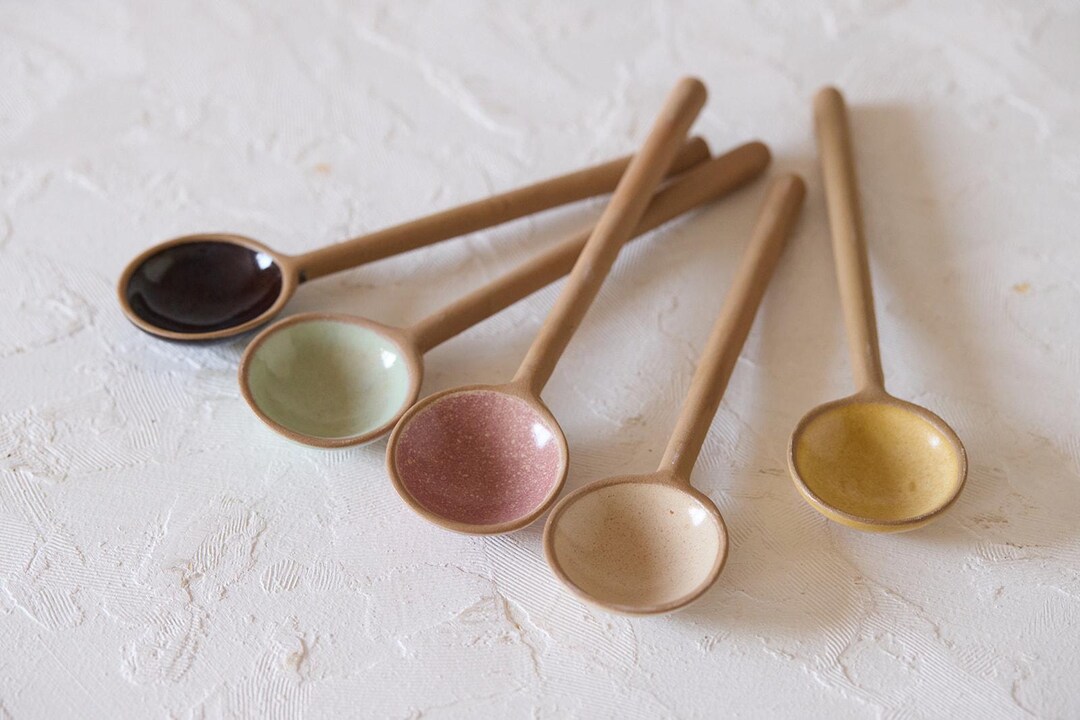 Rustic Ceramic Serving Spoons: Handmade Appetizer Dessert Spoons - Set ...