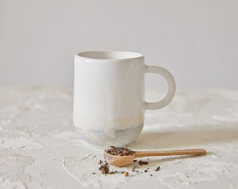 Weiß/Graue Keramik Kaffeetasse, Keramik Teetasse mit Henkel, 3 fl.oz