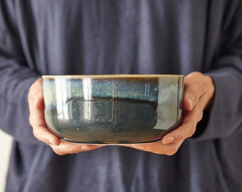 TWO Handmade Ceramic Rustic Bowls Set, Unique Pottery Soup Bowl, Large Dinner Serving Bowl