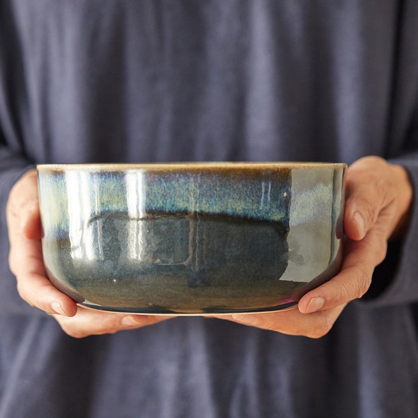 TWO Handmade Ceramic Rustic Bowls Set, Unique Pottery Soup Bowl, Large Dinner Serving Bowl