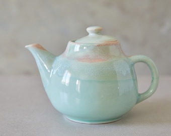 Handmade Turquoise Teapot 22 Oz, Ceramic Teal Medium Teapot, Pottery Teapot with Lid, Alice in Wonderland Tea Pot, Unique Wedding Gift