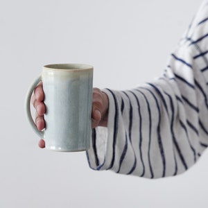 Ensemble de tasses à café en céramique blanche de 2, ensemble de tasses à café en poterie faites à la main, tasses à thé minimalistes élégantes, ensemble de tasses Americano, cadeau d'amoureux du café image 7