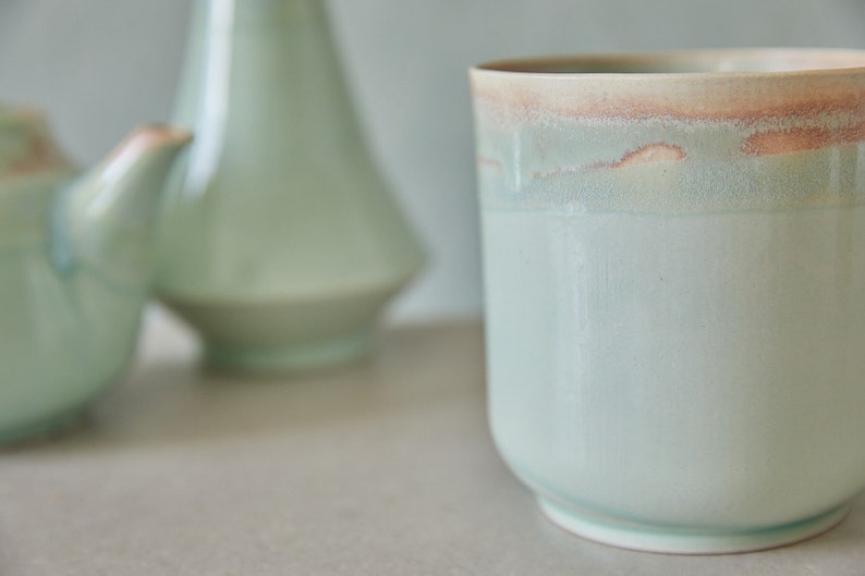 Ceramic Turquoise Utensil Holder, Pottery Utensil Jar, Knives And Spoon Holder, Storage Jar, Stoneware Vase, Kitchen Utensil Pot image 6