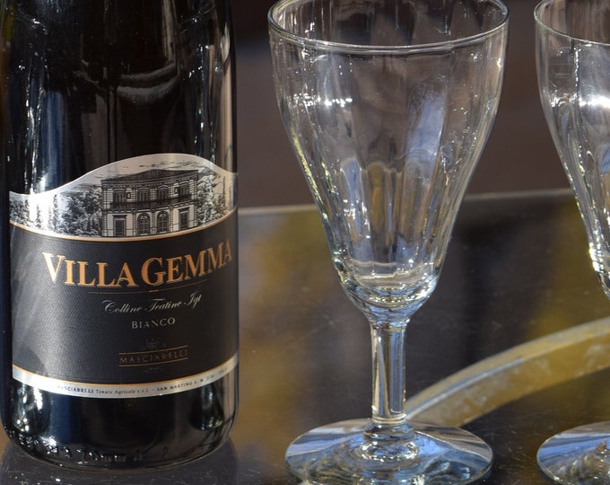 Vintage Wine Glasses: 1950s Grey Optic Glass, Set of 5