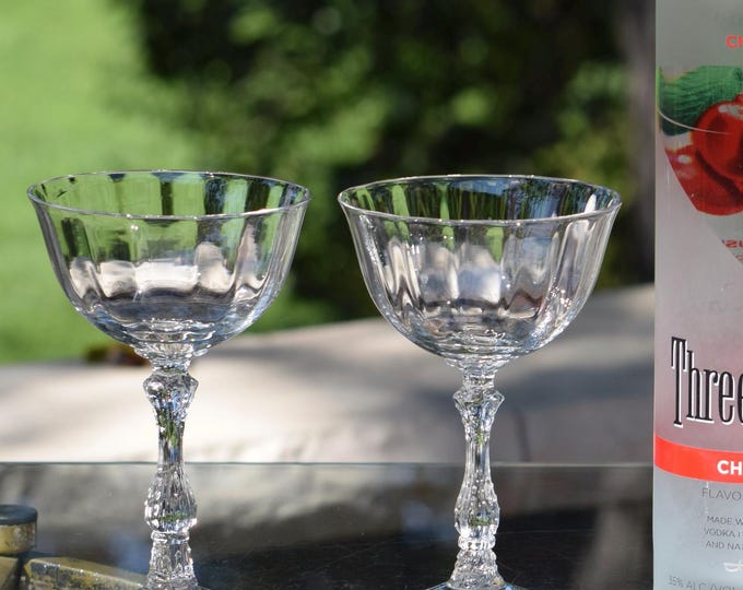 Vintage Fostoria Crystal Cocktail Glasses - Set of 4, 1940's,  Vintage Champagne Coupes