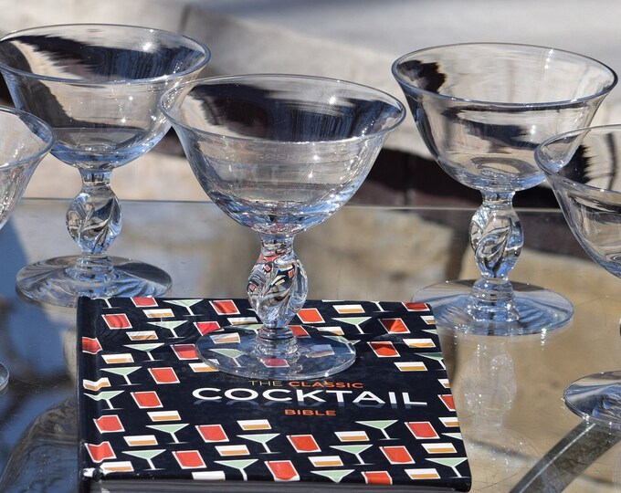 6 Vintage Cocktail Glasses ~ Champagne Glasses, 1940's,  Vintage Martini Cocktail Coupes, Nick & Nora Cocktail Coupes, Craft Cocktails
