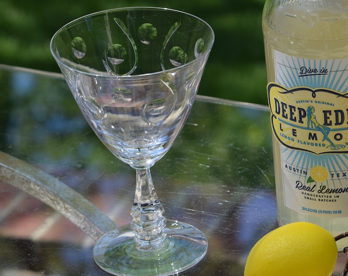 Vintage Tiffin Franciscan Crystal Wine Glasses: Etched Swirl Design, 1950s