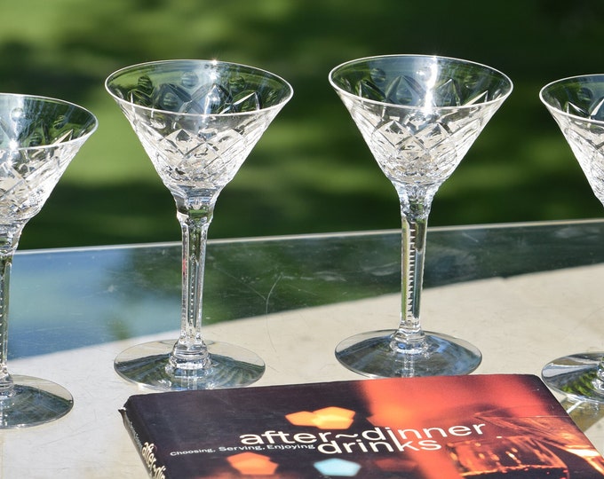 4 Vintage Etched Crystal Wine ~ Liqueur Glasses, Seneca, circa 1950's, 3 oz After Dinner Port Wine Glass, Limoncello Dessert After Dinner