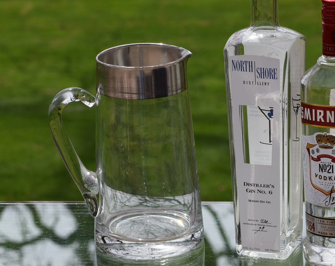 Vintage Dorothy Thorpe Sterling Silver Band Cocktail Pitcher: Bar Cart Decor