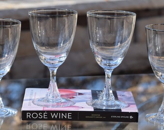 Vintage Tiffin Franciscan Crystal Wine Glasses: Platinum Rim Bubble Stem, Set of 4