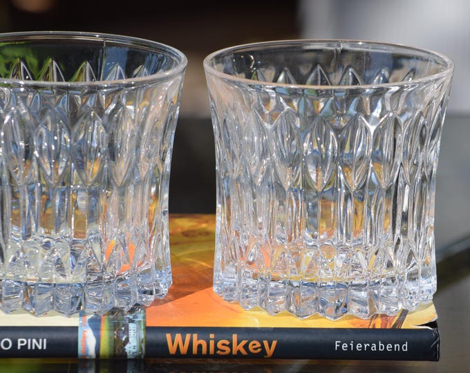 Vintage Fostoria Double Old Fashioned Bourbon Glasses: 1980s Whiskey Rocks Lowball (Set of 3)