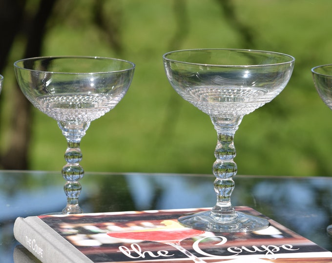 Vintage Cocktail -Martini Glasses - Coupes, 1940s Champagne Glasses, Set of 4