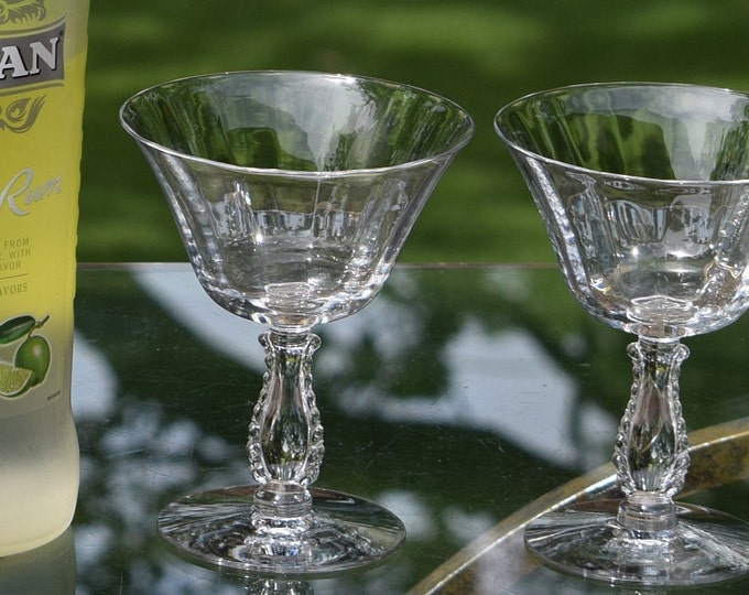 Vintage Fostoria Crystal Martini Glasses - Silver Flutes, Set of 5
