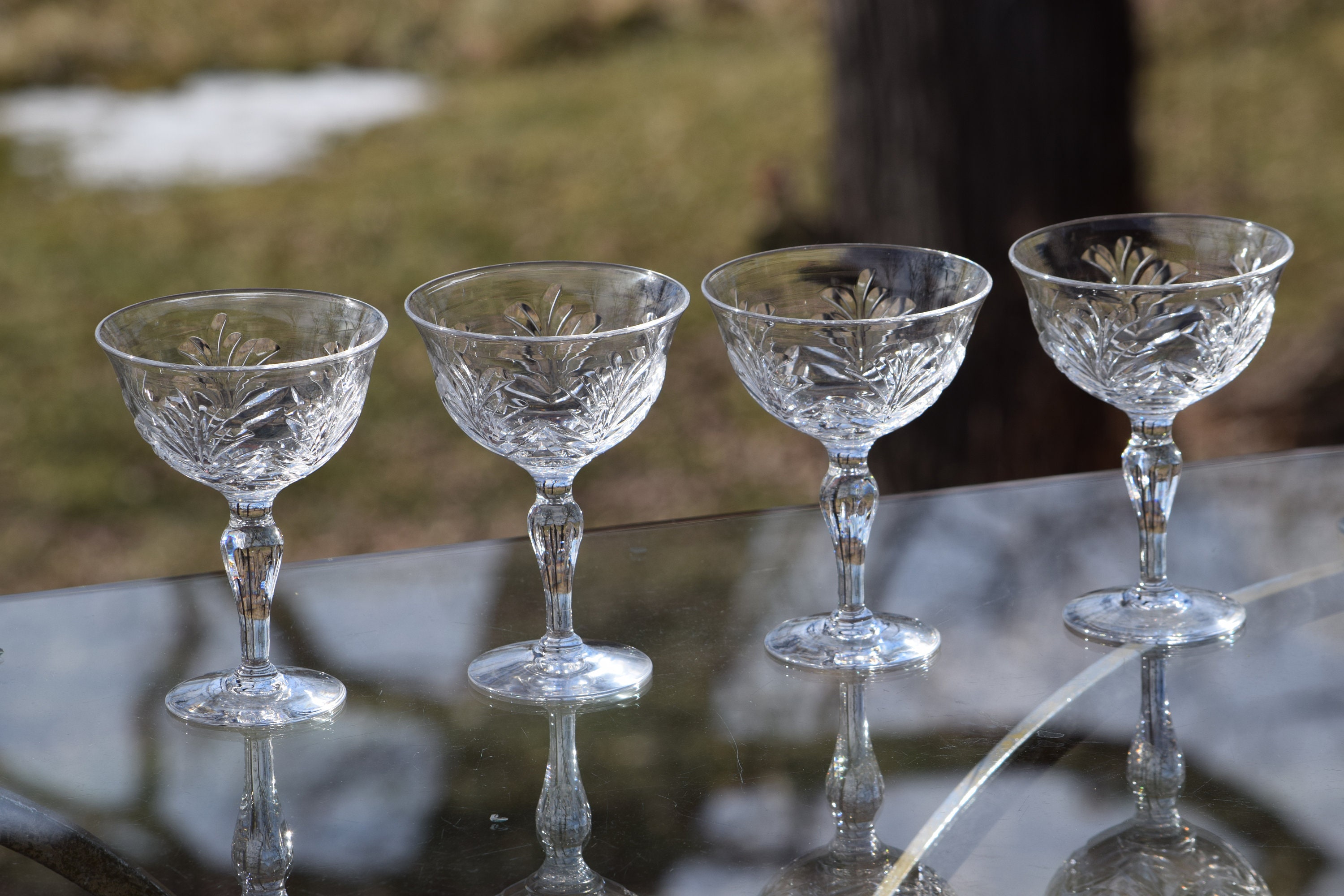 Vintage CRYSTAL Cocktail Martini Glasses Set of 4, Stuart Crystal