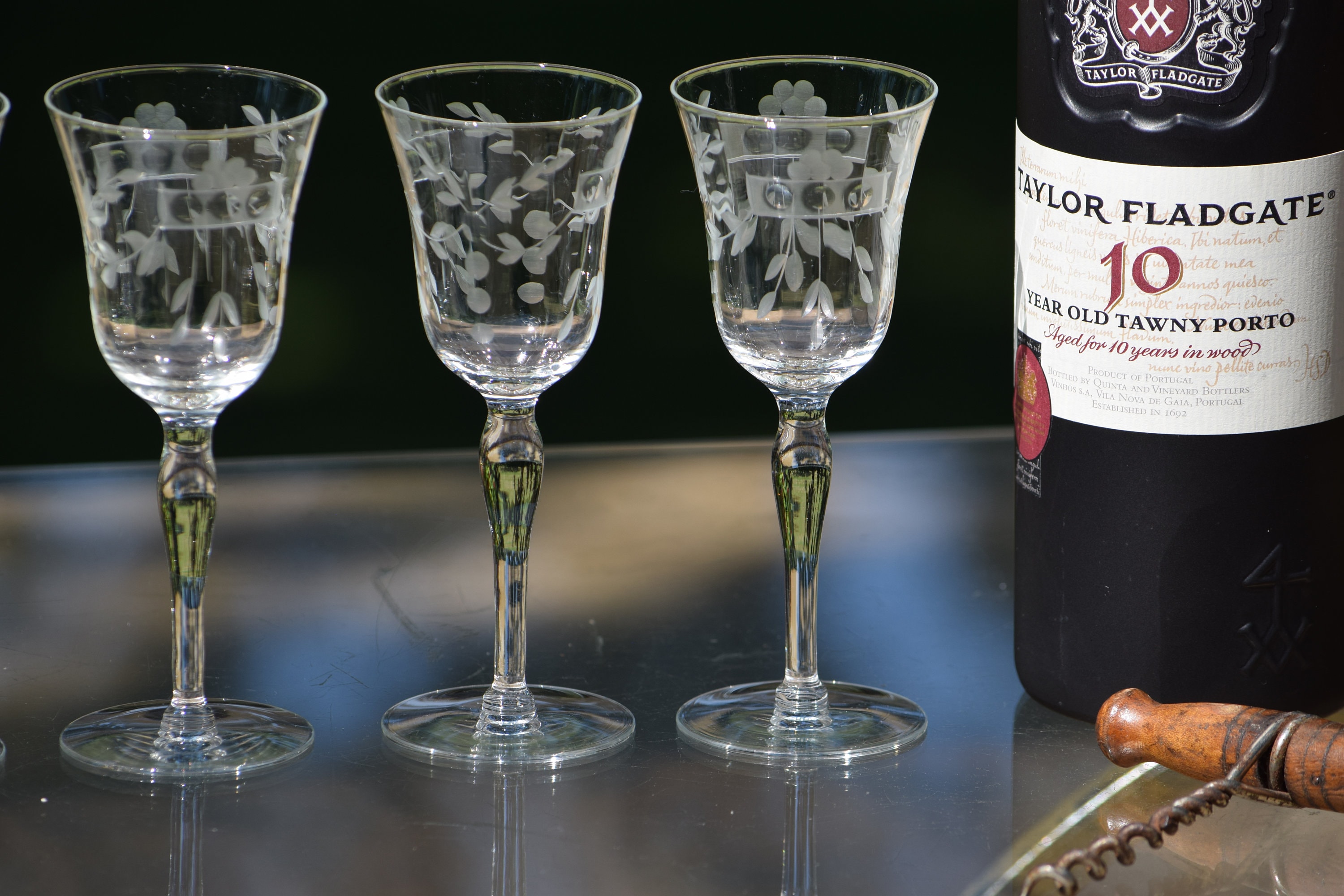 4 Vintage Etched Crystal Wine ~ Liquor Glasses, 5 oz After Dinner Drink  Glasses, Port Wine ~ Dessert Wine Glasses, Small 5 oz Wine Glass