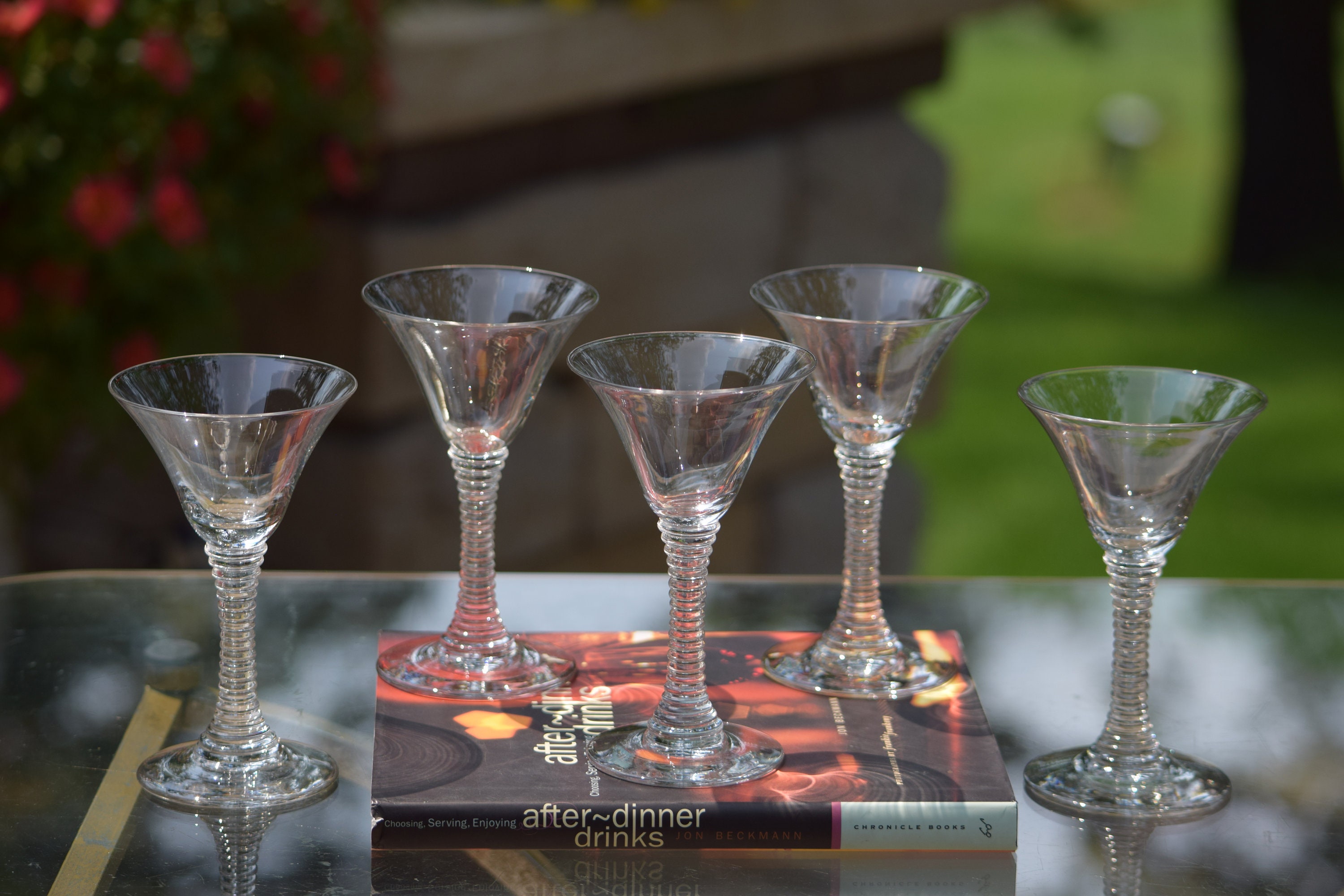 5 Vintage Pressed Glass Port Wine Glasses Cordials Liqueur 