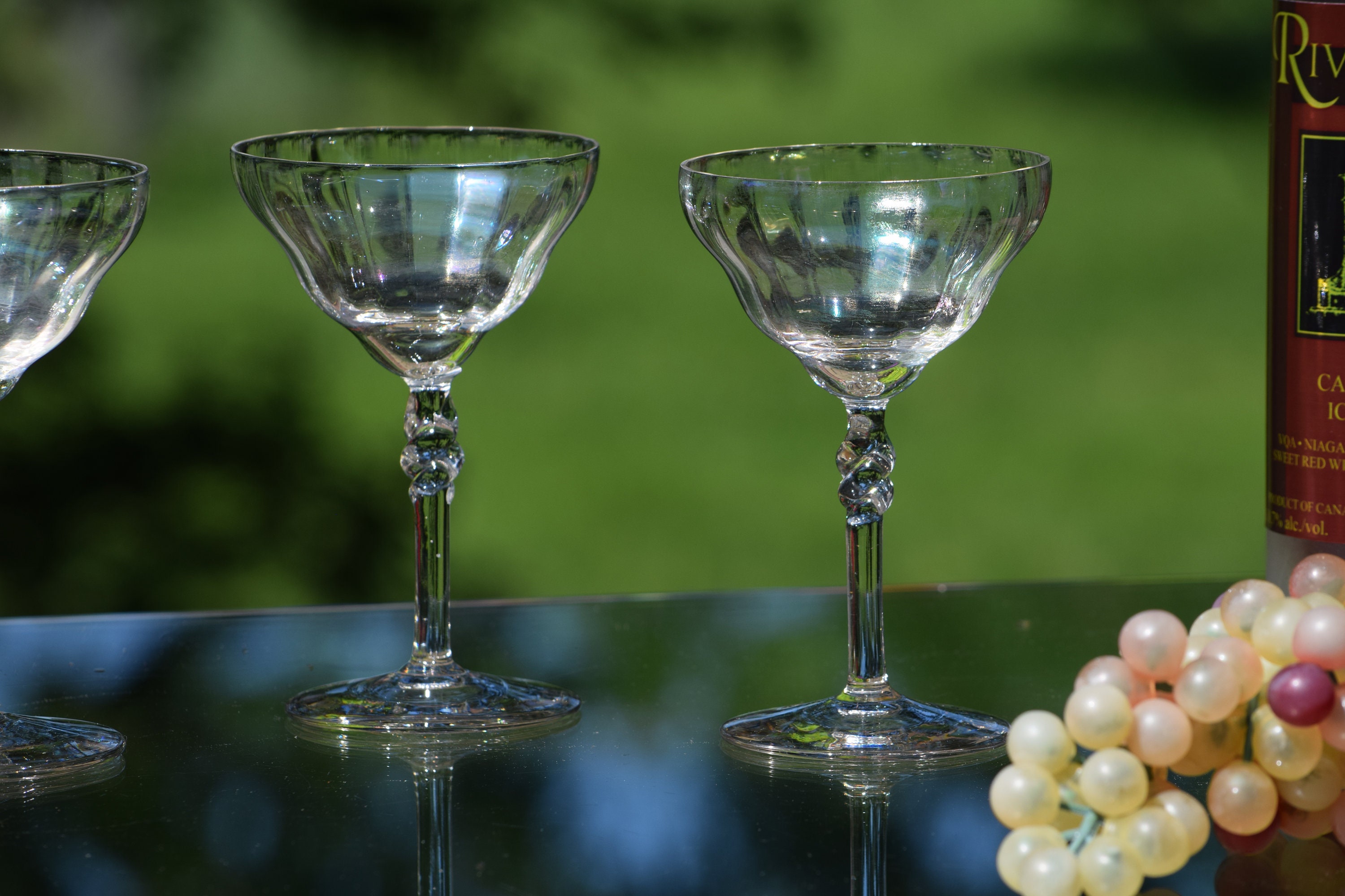 Vintage Iridescent Wine Liquor Cordial Glasses, Set of 4, Vintage Wine