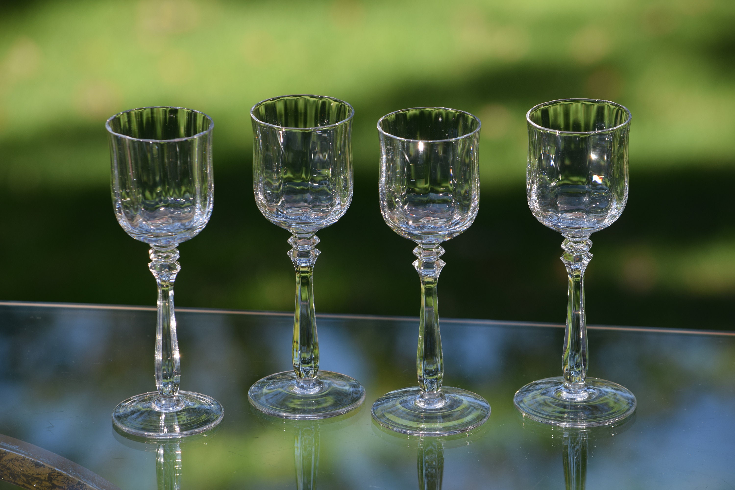 Vintage Crystal Wine Cordial Glasses, Set of 4, Mikasa, Seville, 1970's