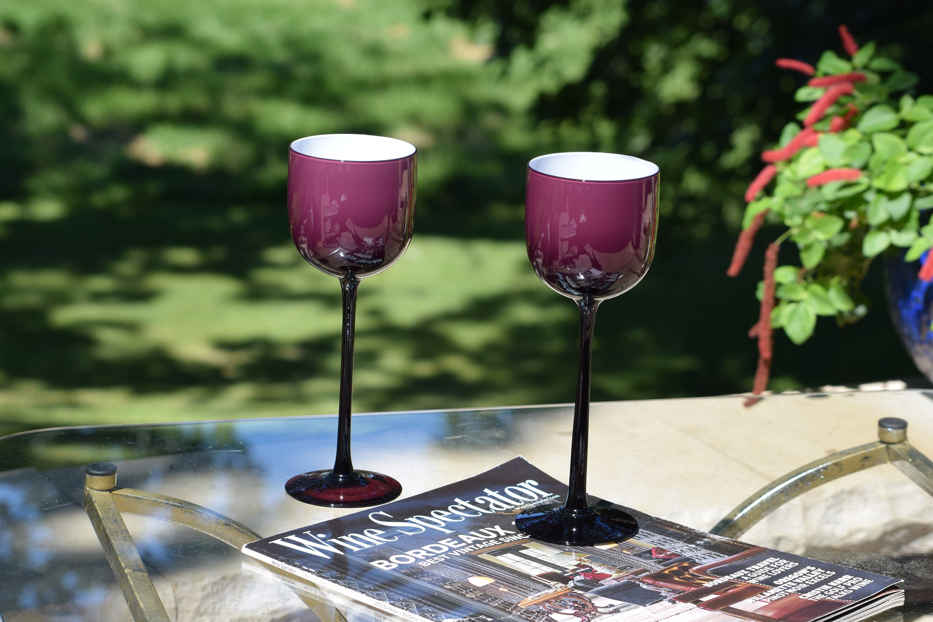 1960s Purple Cut to Clear Wine Glass # 21512