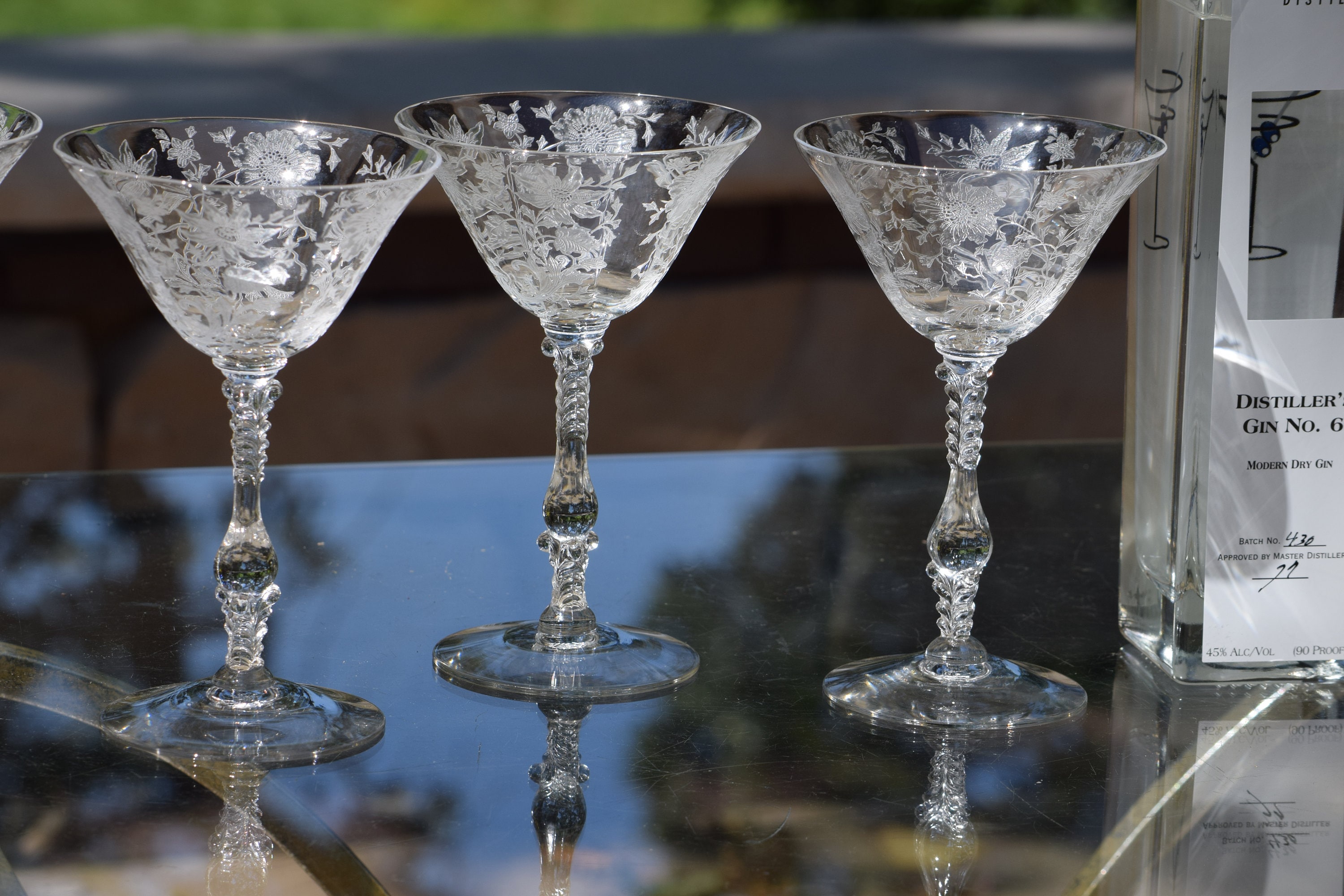 Grass-Cut Martini Glass Set of 4 by Abigails - Seven Colonial