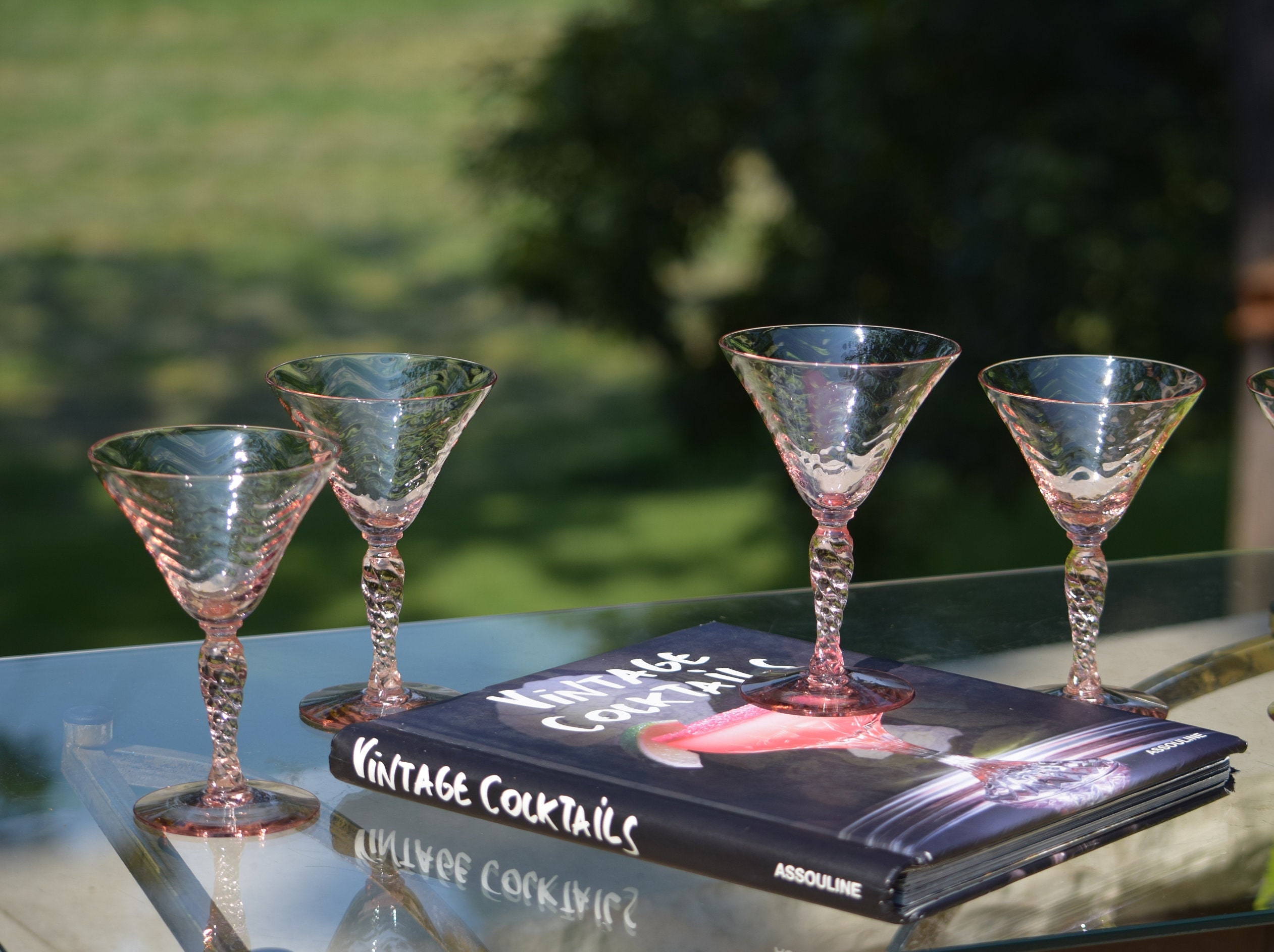 Vintage Cocktail Martini Glasses, Set of 7, Candlewick, circa 1950's,  Vintage Round Balled Stem Cocktail glasses, Cocktail Party glasses