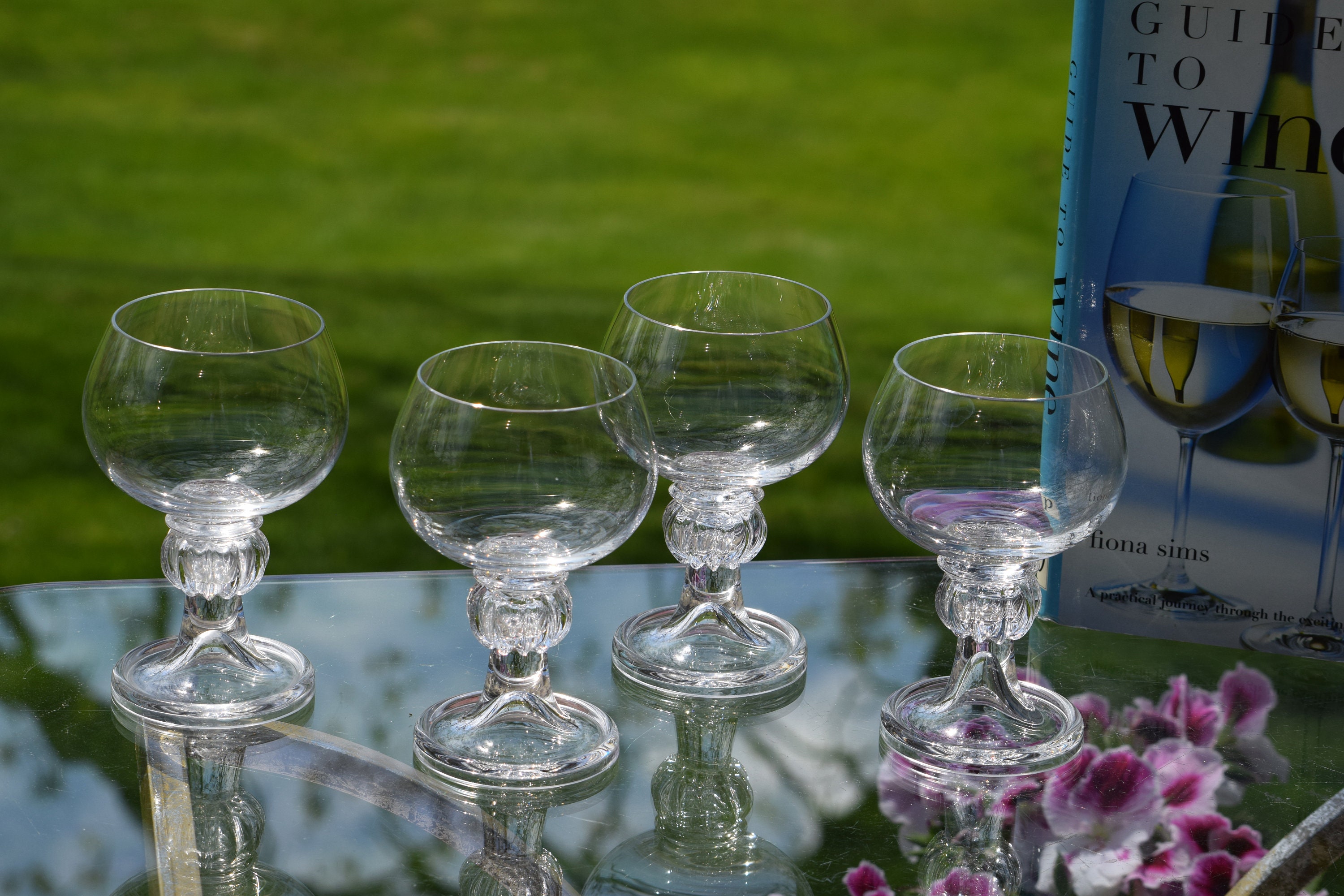 Unique Farmhouse Cottage Wine Goblet Glasses - Set of 6