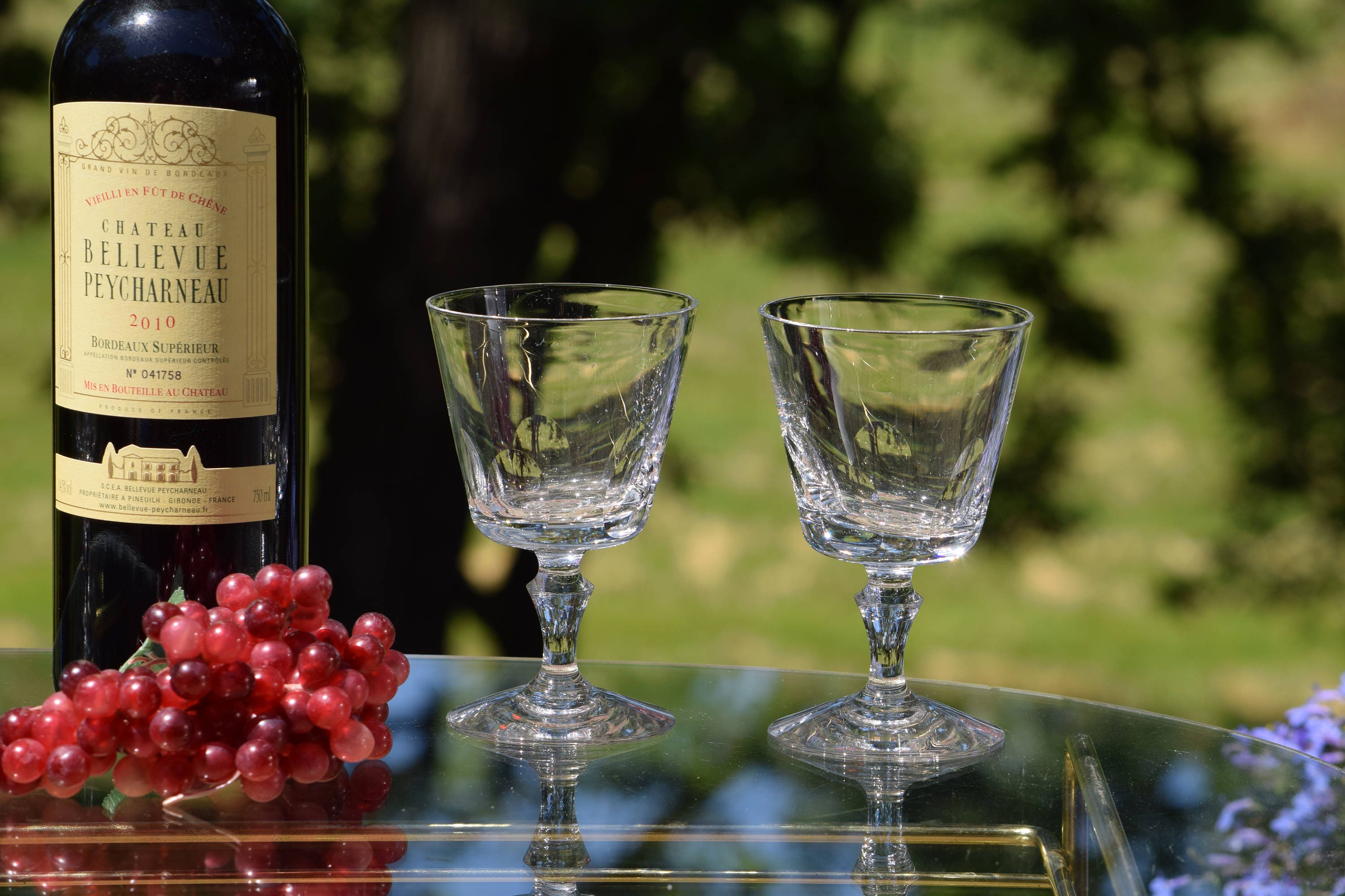 4 Vintage Claret Wine Glasses, Set of 4, Fostoria, circa 1960's