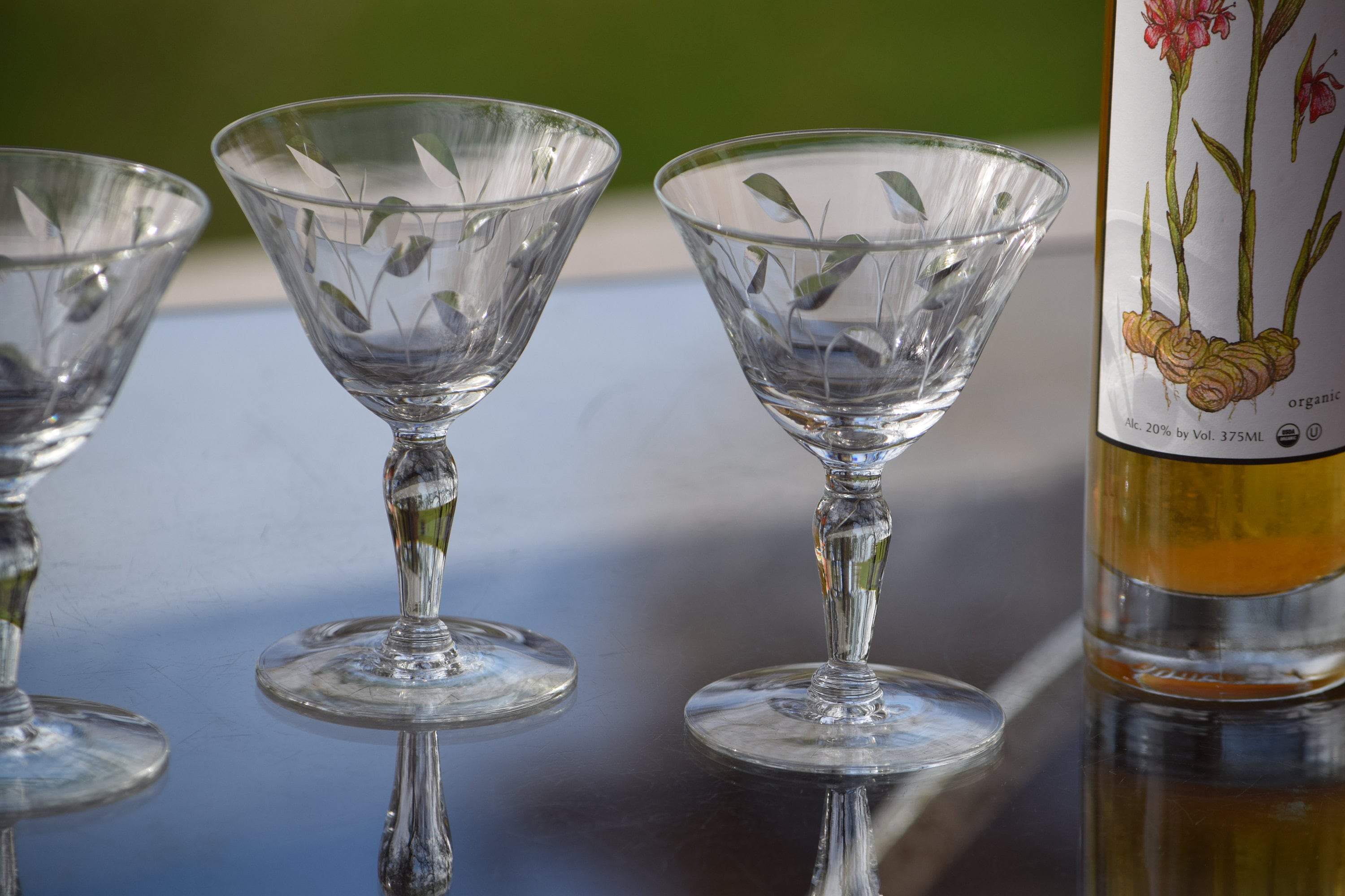 Shop the Vintage 1940s Grapes & Vine Etched Footed Collins Glasses at  Weston Table