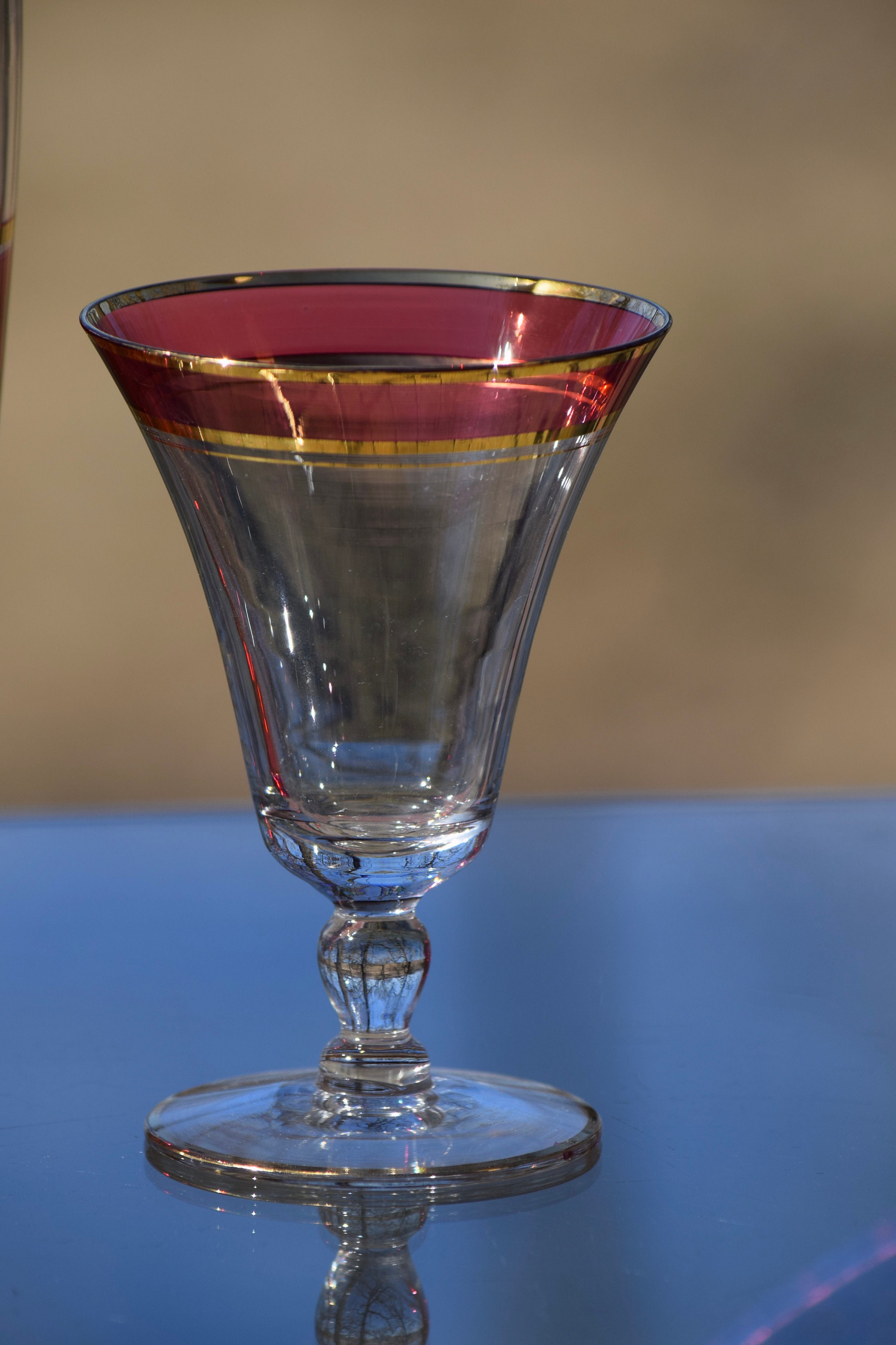 Vintage Mid Century Pink & Gold Martini Cocktail Shaker with Matching