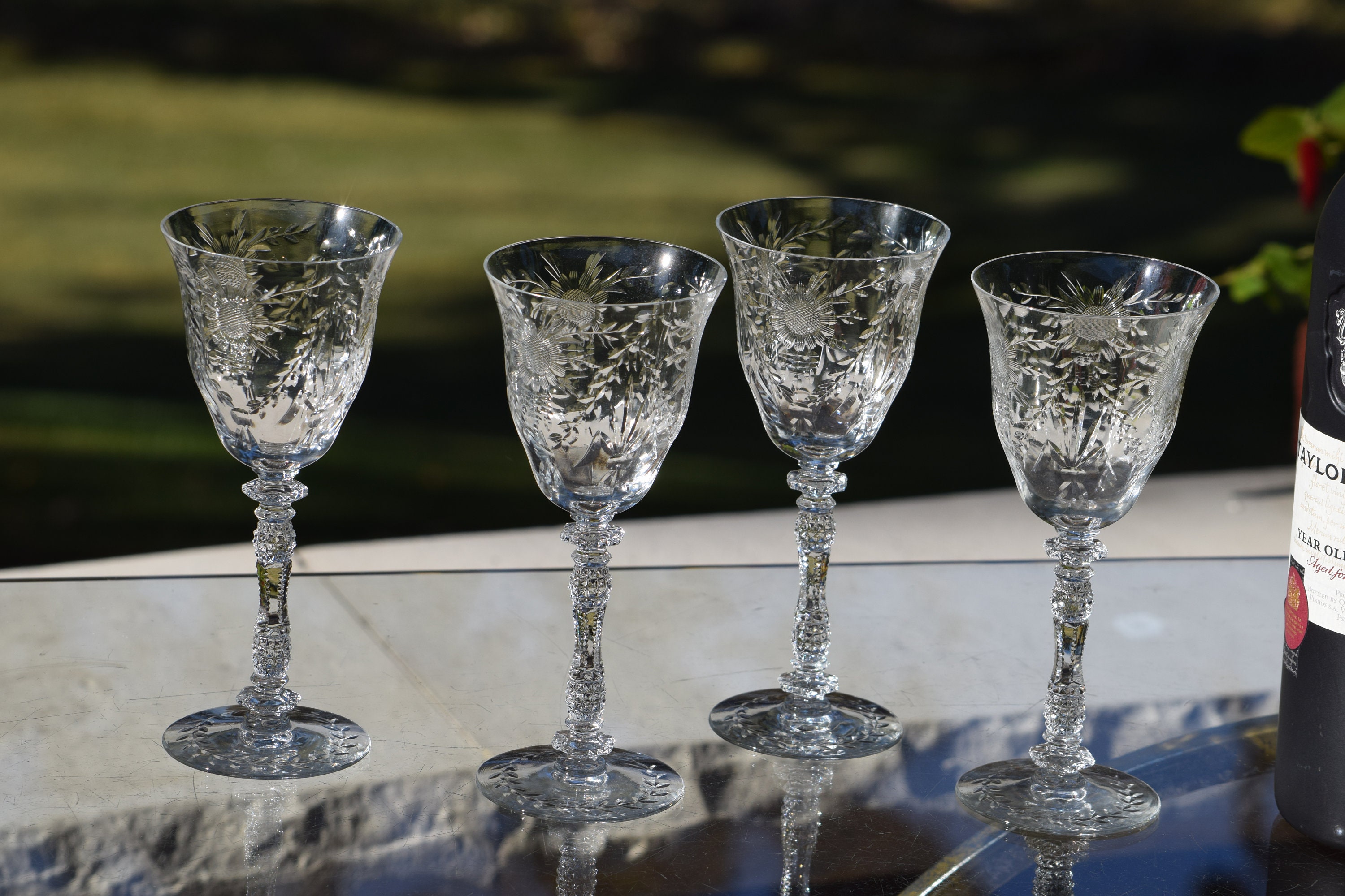 6 Antique American Brilliant Cut Crystal Wine Glasses (item #1065954)