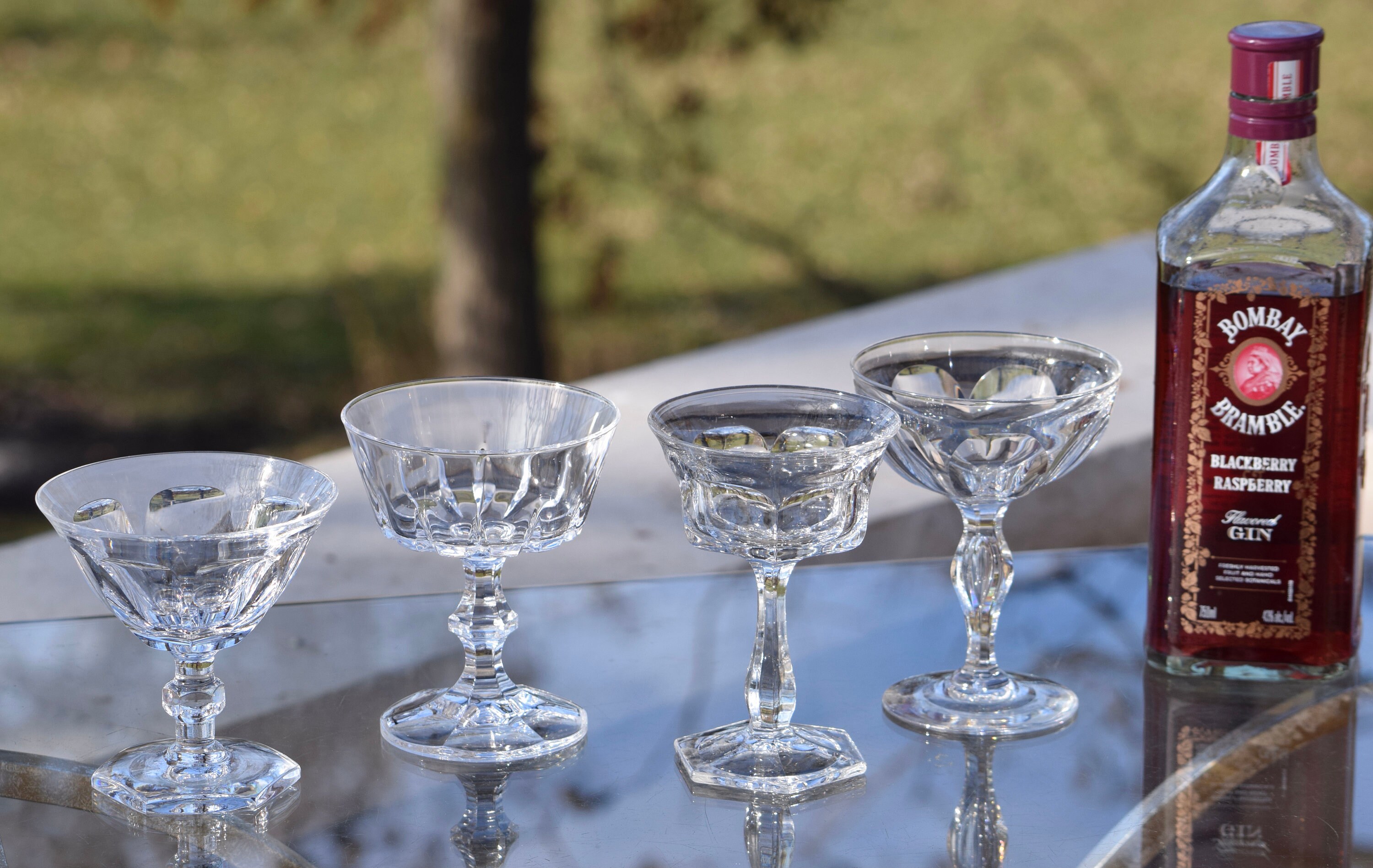 4 Vintage Cocktail Martini Glasses, Set of 4 MisMatched Mixed